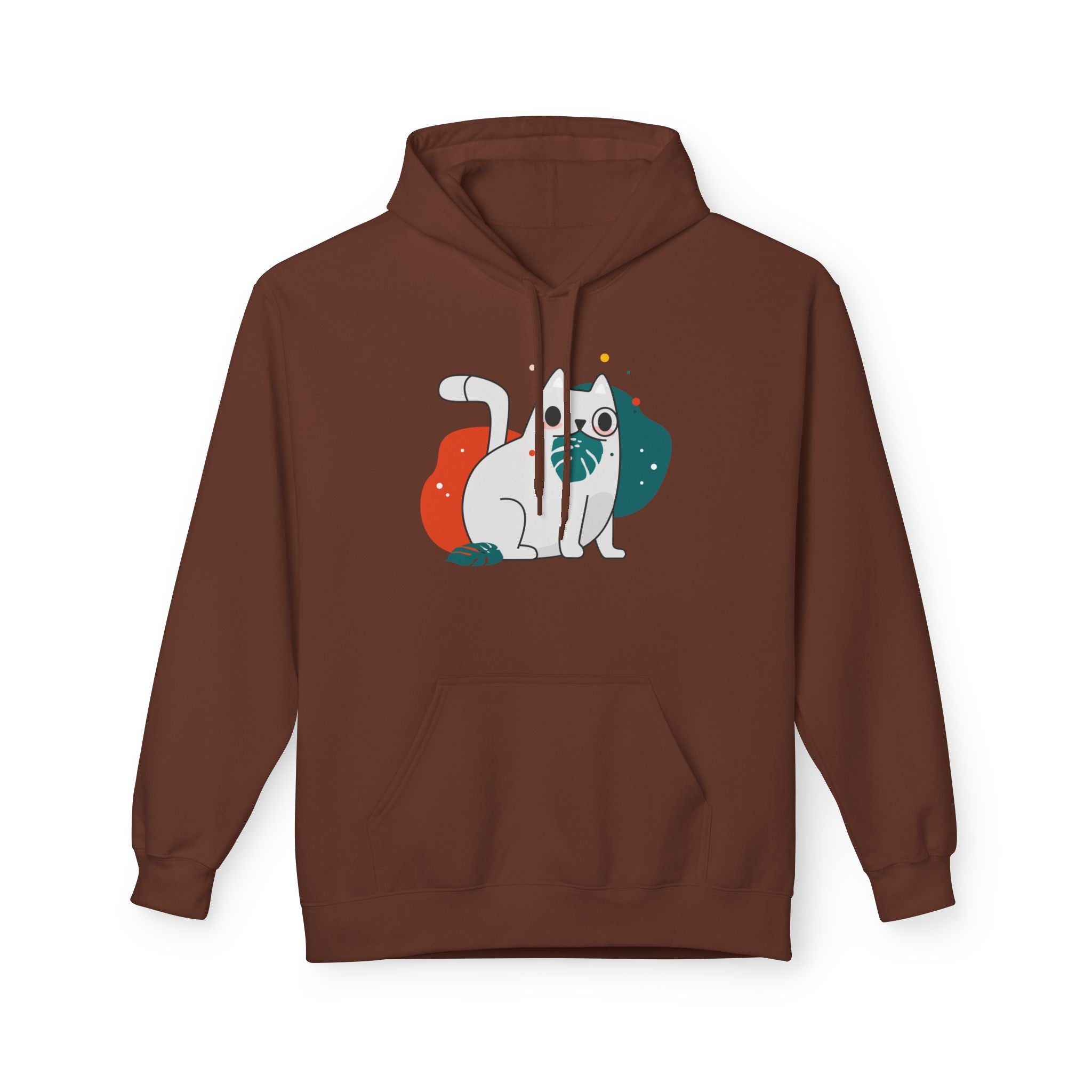 Cute Cat Fleece Hoodie, Cozy Pullover Sweatshirt, Pet Lover Gift, Casual Wear, Cat Themed Apparel, Perfect for Fall