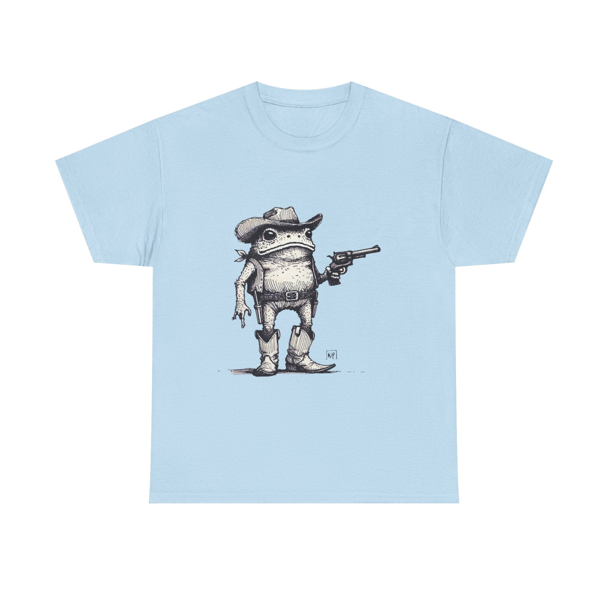 Cowboy Frog Tee, Funny Graphic T-Shirt, Unisex Heavy Cotton Shirt, Western Frog Design, Unique Gift for Frog Lovers, Casual Wear