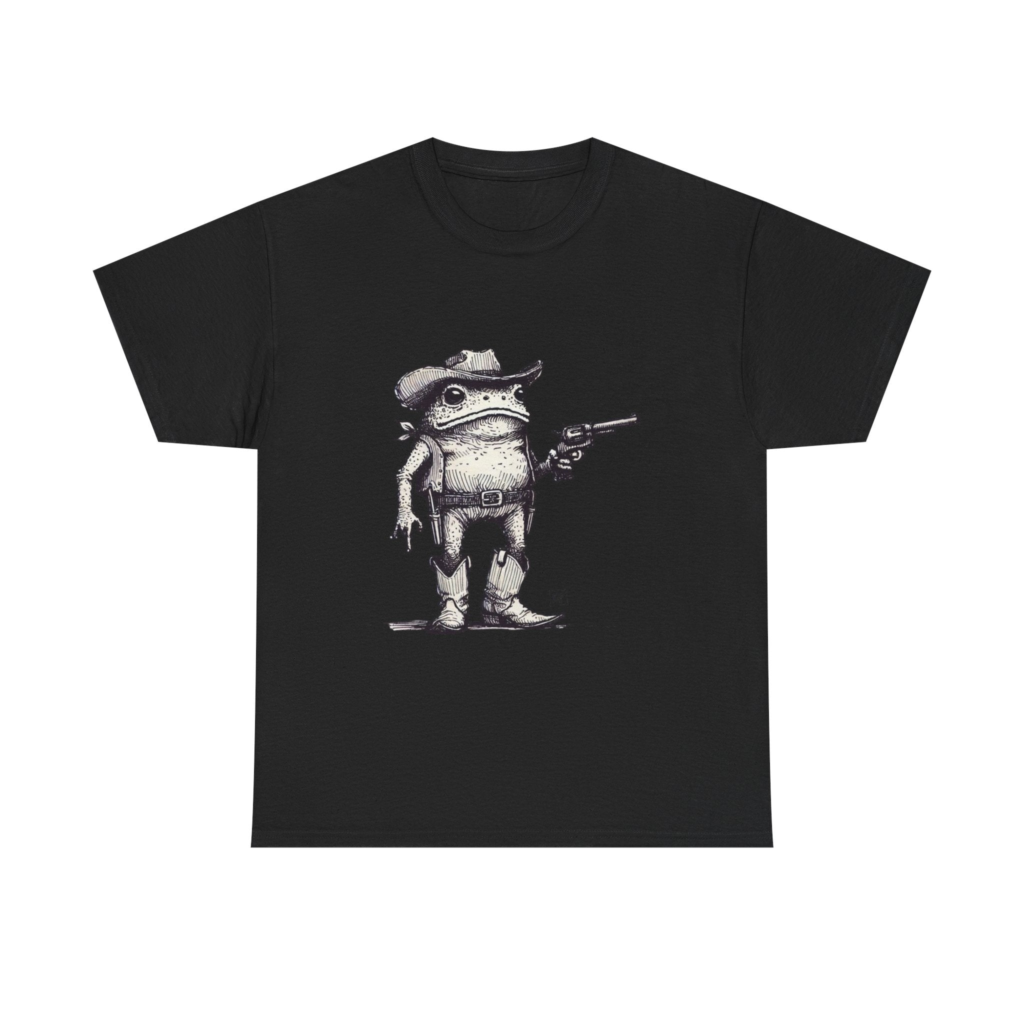 Cowboy Frog Tee, Funny Graphic T-Shirt, Unisex Heavy Cotton Shirt, Western Frog Design, Unique Gift for Frog Lovers, Casual Wear