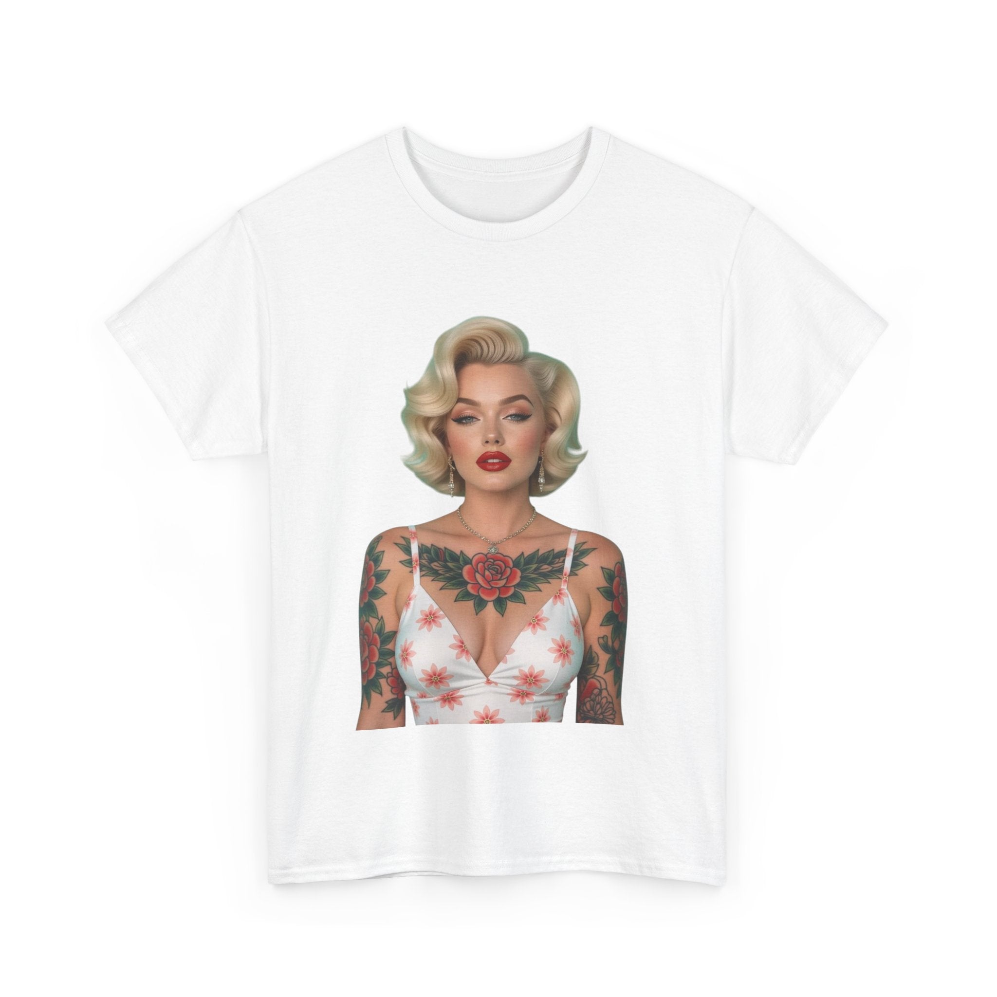 Tattooed Vintage Tee | Retro Style Unisex Heavy Cotton T-Shirt, Unique Apparel, Fashion Statement, Gift for Her, Trendy Graphic Tee