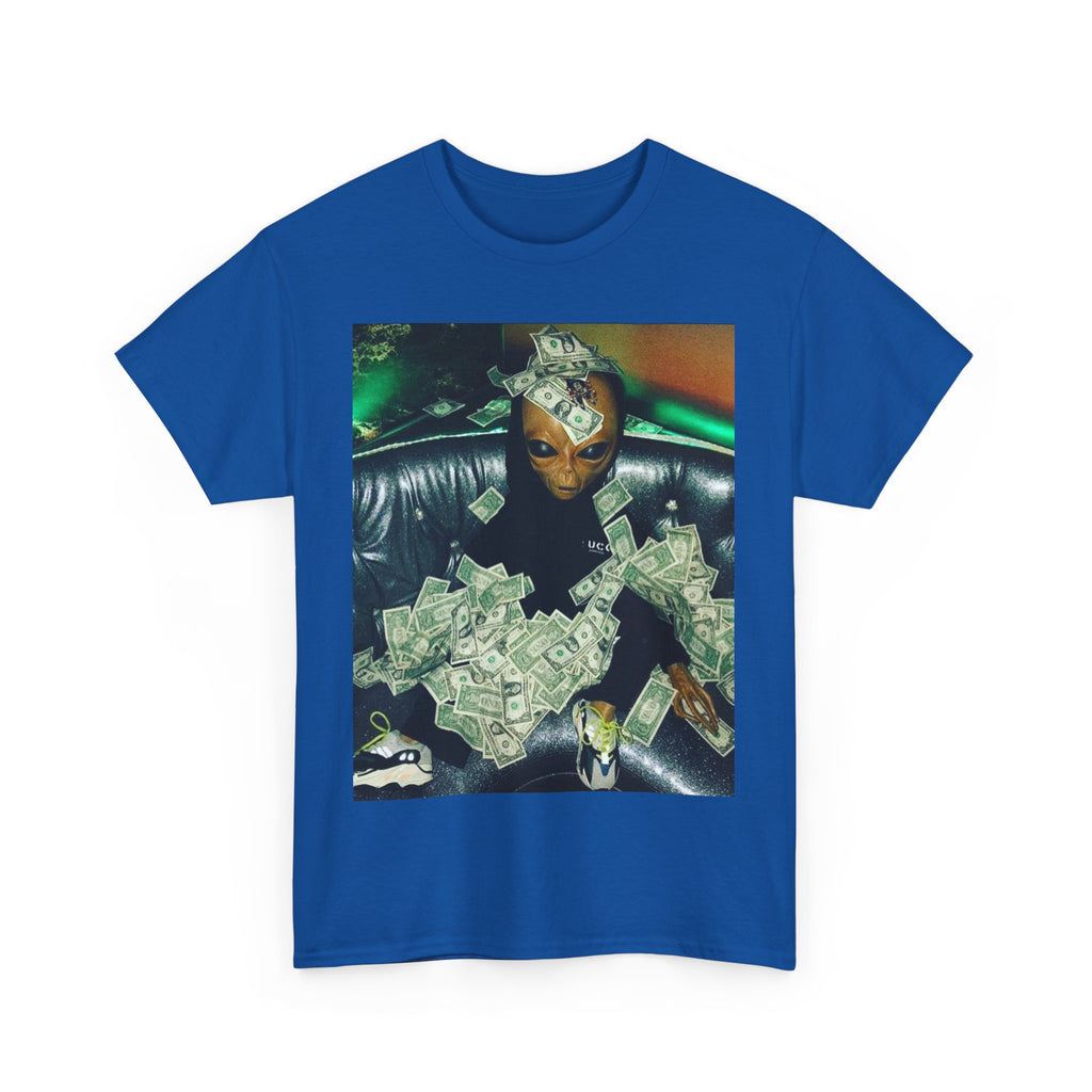 Money Alien Unisex Heavy Cotton Tee, Casual Style, Streetwear Fashion, Gift for Teens, Statement Shirt, Graphic Tee, Everyday Wear