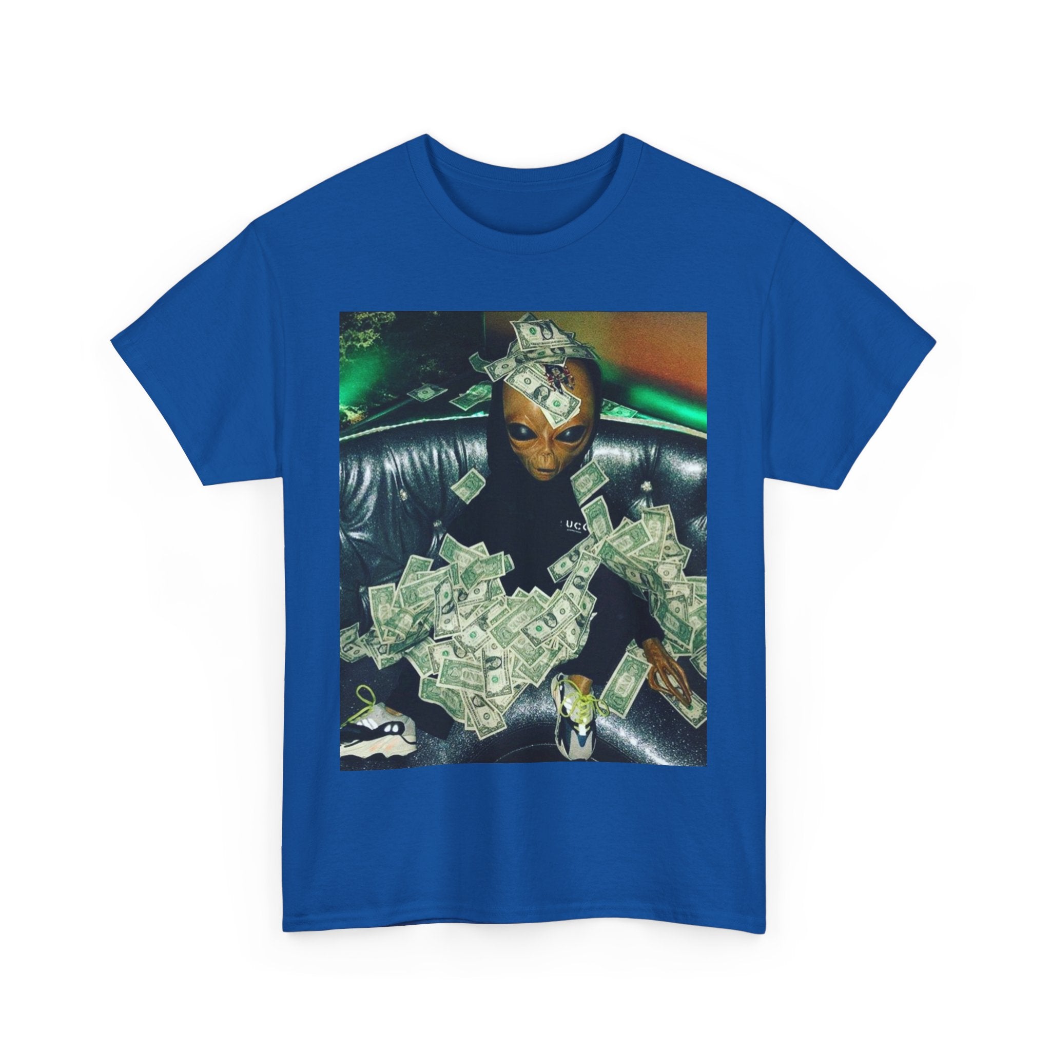 Money Alien Unisex Heavy Cotton Tee, Casual Style, Streetwear Fashion, Gift for Teens, Statement Shirt, Graphic Tee, Everyday Wear