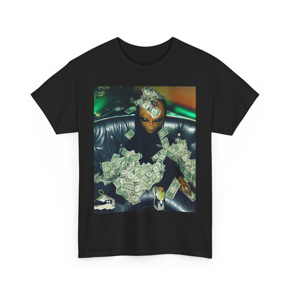 Money Alien Unisex Heavy Cotton Tee, Casual Style, Streetwear Fashion, Gift for Teens, Statement Shirt, Graphic Tee, Everyday Wear