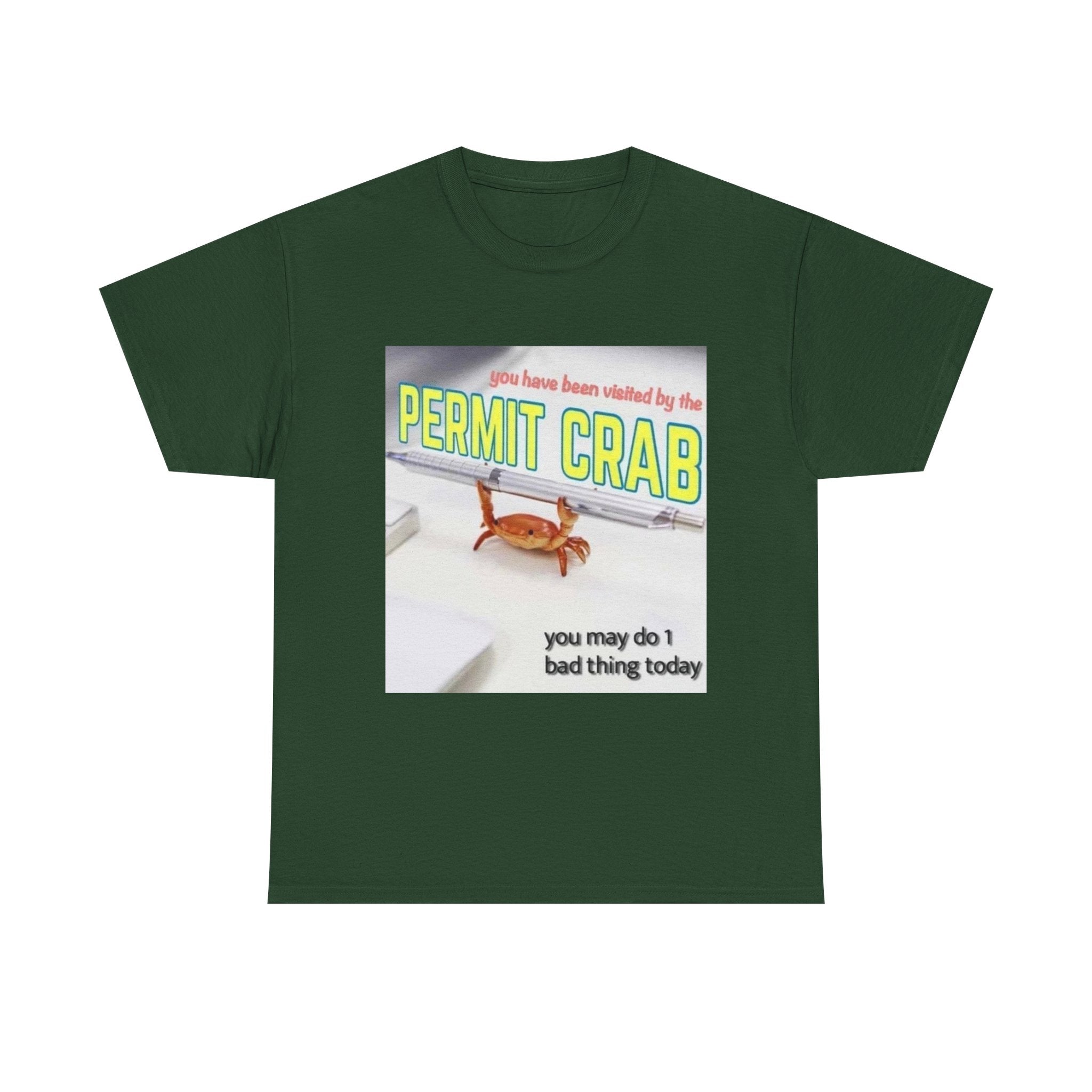 Funny Permit Crab T-Shirt, Humorous Gift for Beach Lovers, Casual Wear, Great for Parties or BBQs, Unique Gift Idea for Friends
