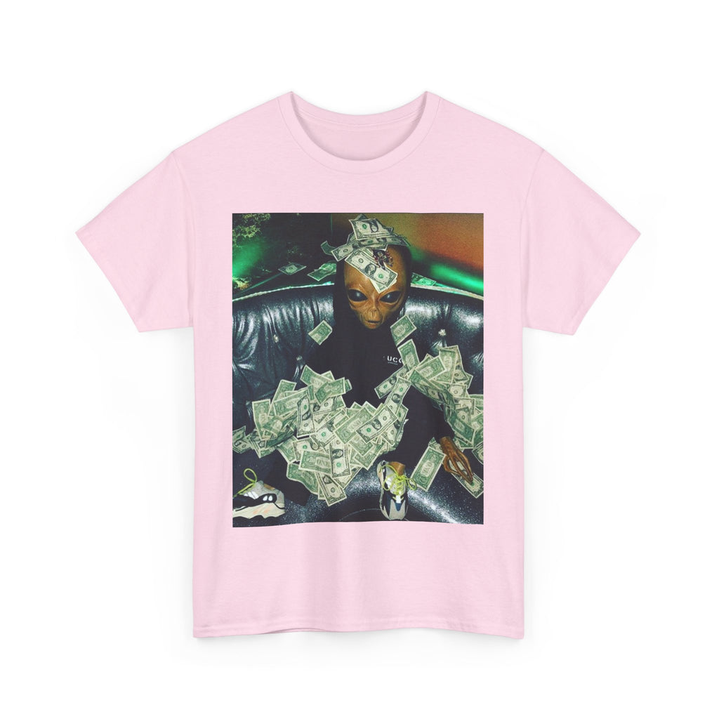 Money Alien Unisex Heavy Cotton Tee, Casual Style, Streetwear Fashion, Gift for Teens, Statement Shirt, Graphic Tee, Everyday Wear