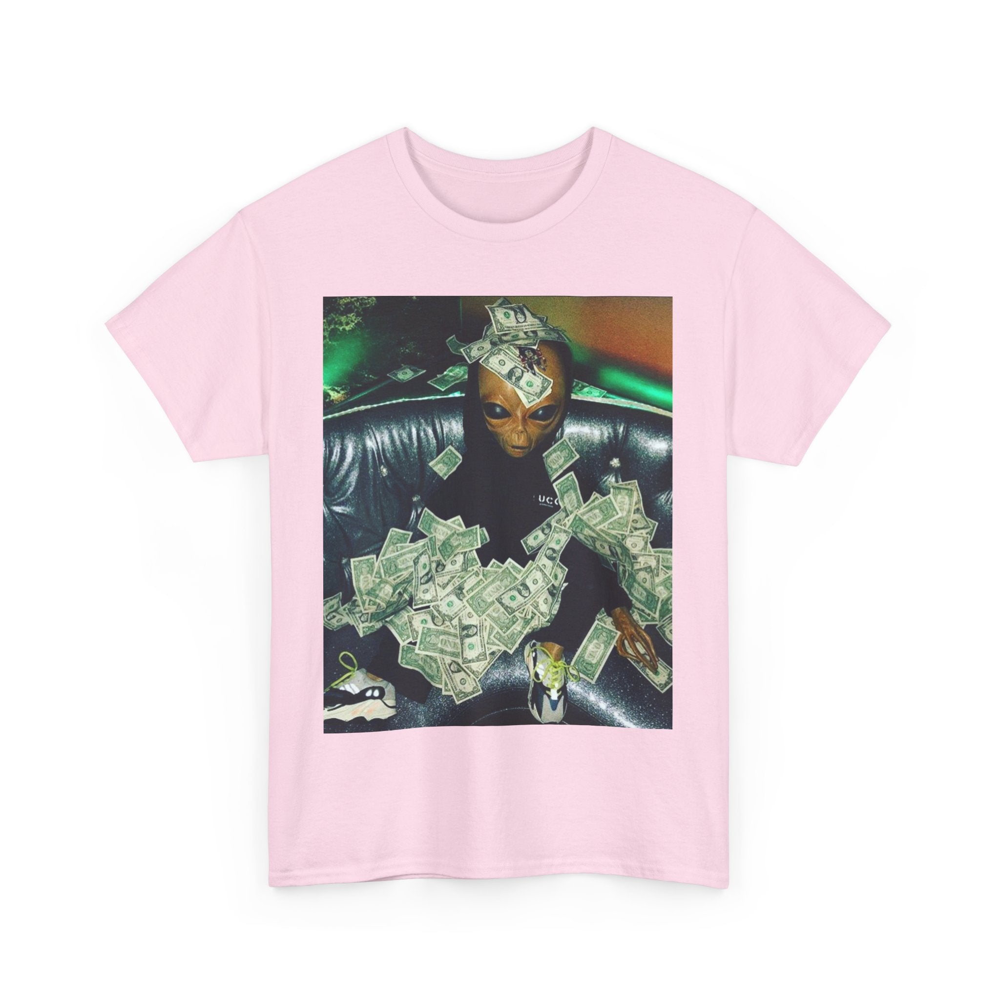 Money Alien Unisex Heavy Cotton Tee, Casual Style, Streetwear Fashion, Gift for Teens, Statement Shirt, Graphic Tee, Everyday Wear