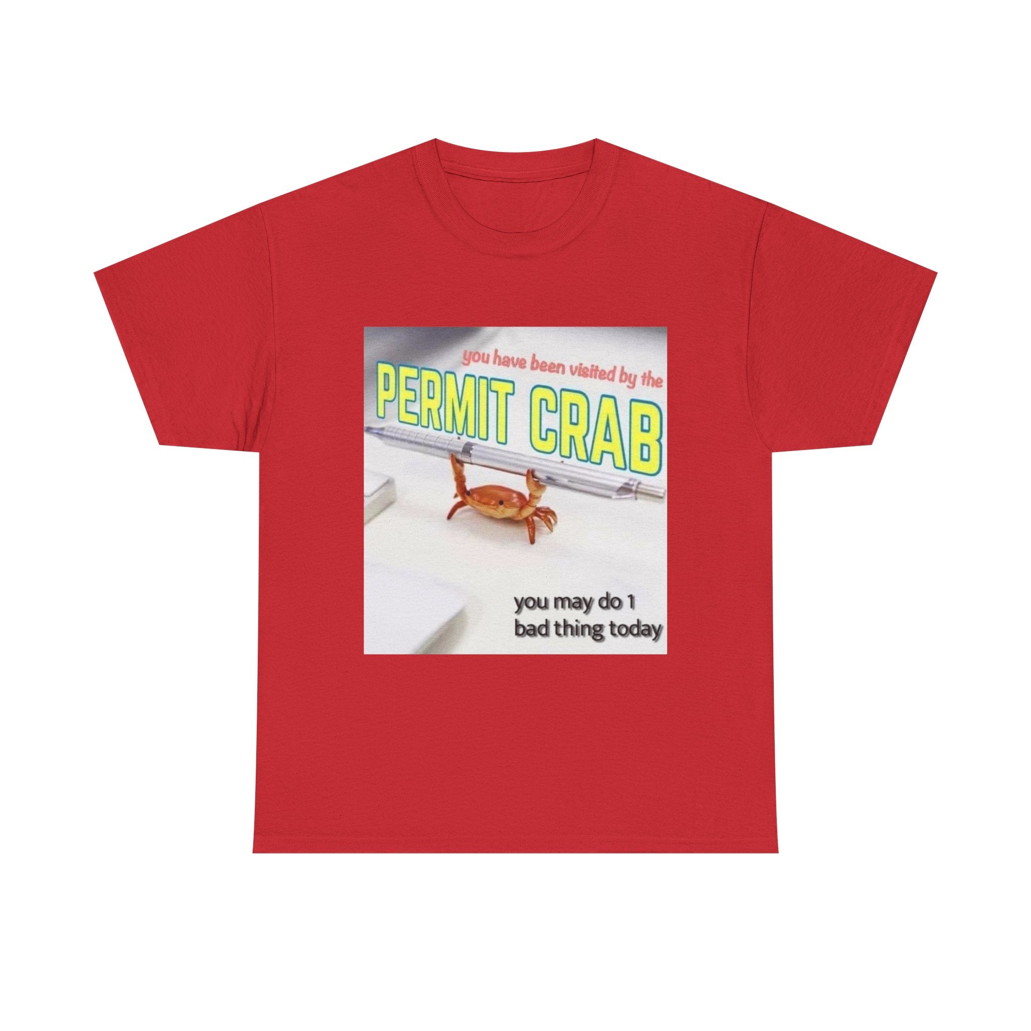 Funny Permit Crab T-Shirt, Humorous Gift for Beach Lovers, Casual Wear, Great for Parties or BBQs, Unique Gift Idea for Friends