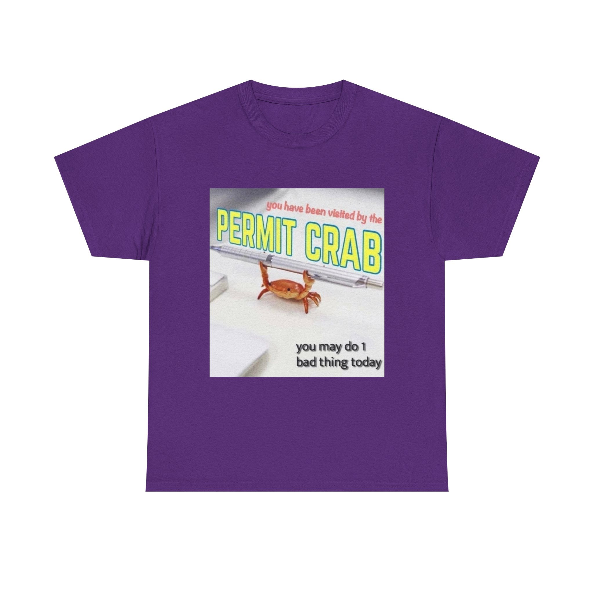 Funny Permit Crab T-Shirt, Humorous Gift for Beach Lovers, Casual Wear, Great for Parties or BBQs, Unique Gift Idea for Friends
