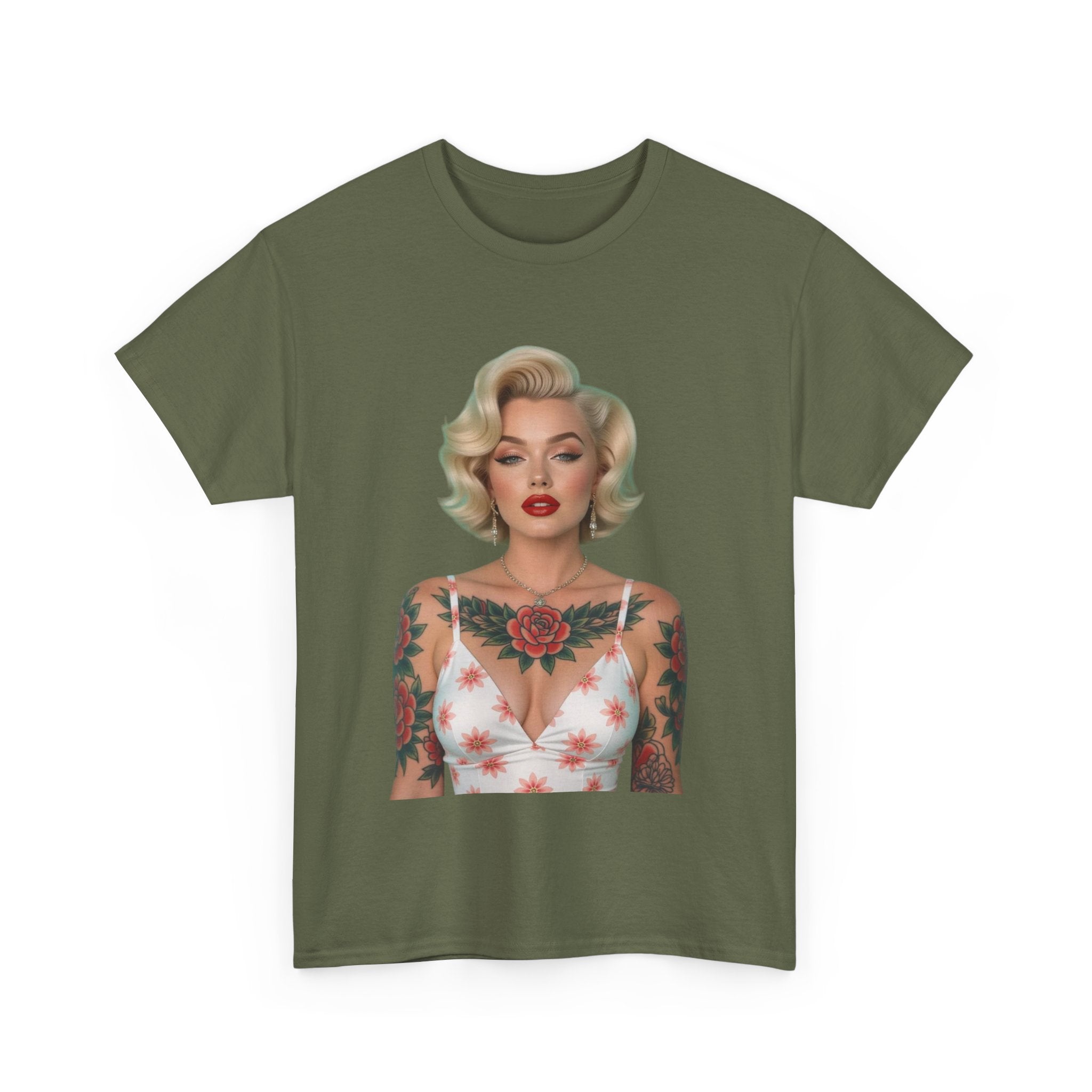 Tattooed Vintage Tee | Retro Style Unisex Heavy Cotton T-Shirt, Unique Apparel, Fashion Statement, Gift for Her, Trendy Graphic Tee