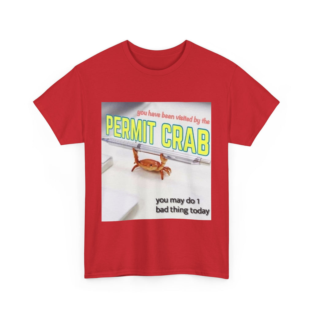 Funny Permit Crab T-Shirt, Humorous Gift for Beach Lovers, Casual Wear, Great for Parties or BBQs, Unique Gift Idea for Friends
